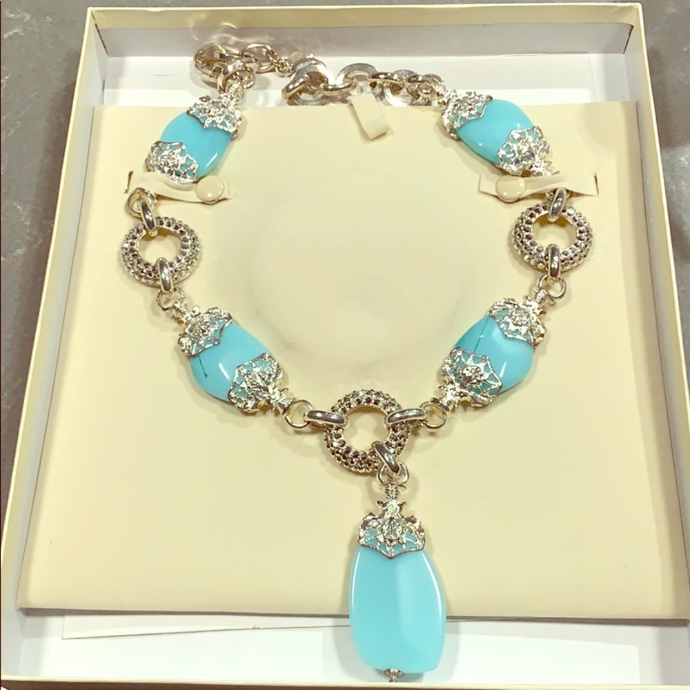 Vintage Blue and Silver Statement Necklace